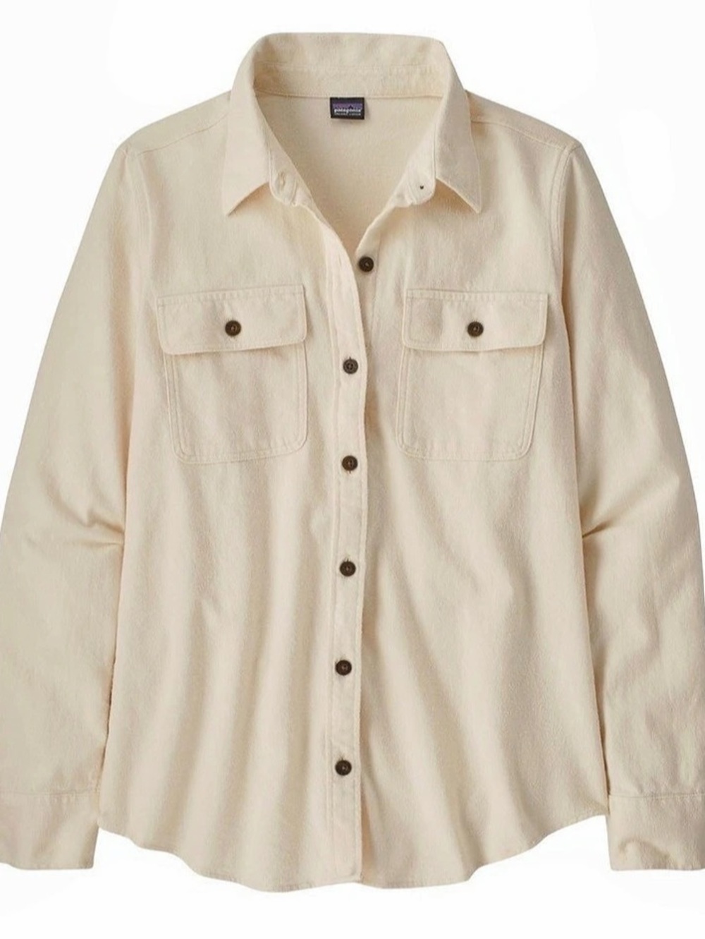 EUC Patagonia Fjord Organic Cotton Cream Flannel Shirt Undyed Natural S